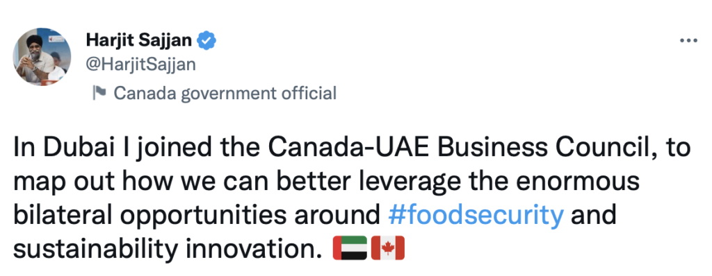 Minister Sajjan CUBC Tweet